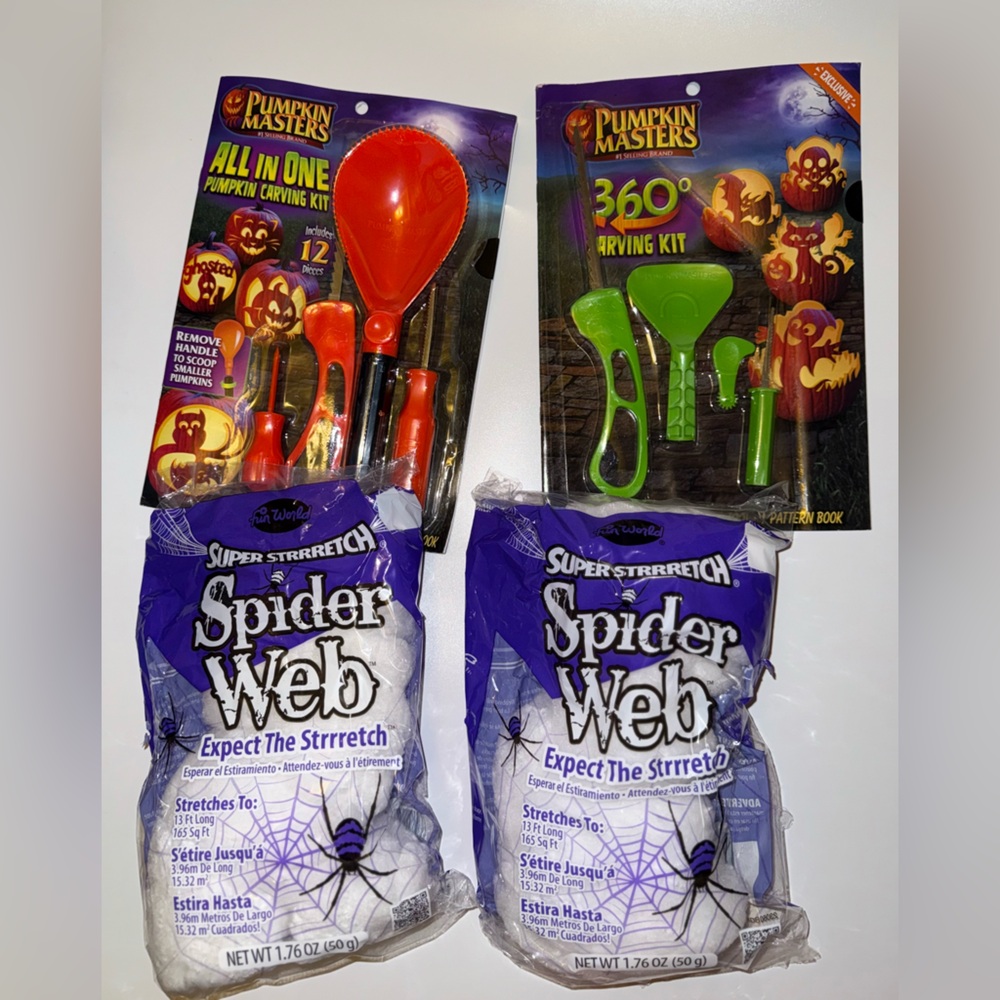 Halloween Carving Kit and Spider Web Bundle